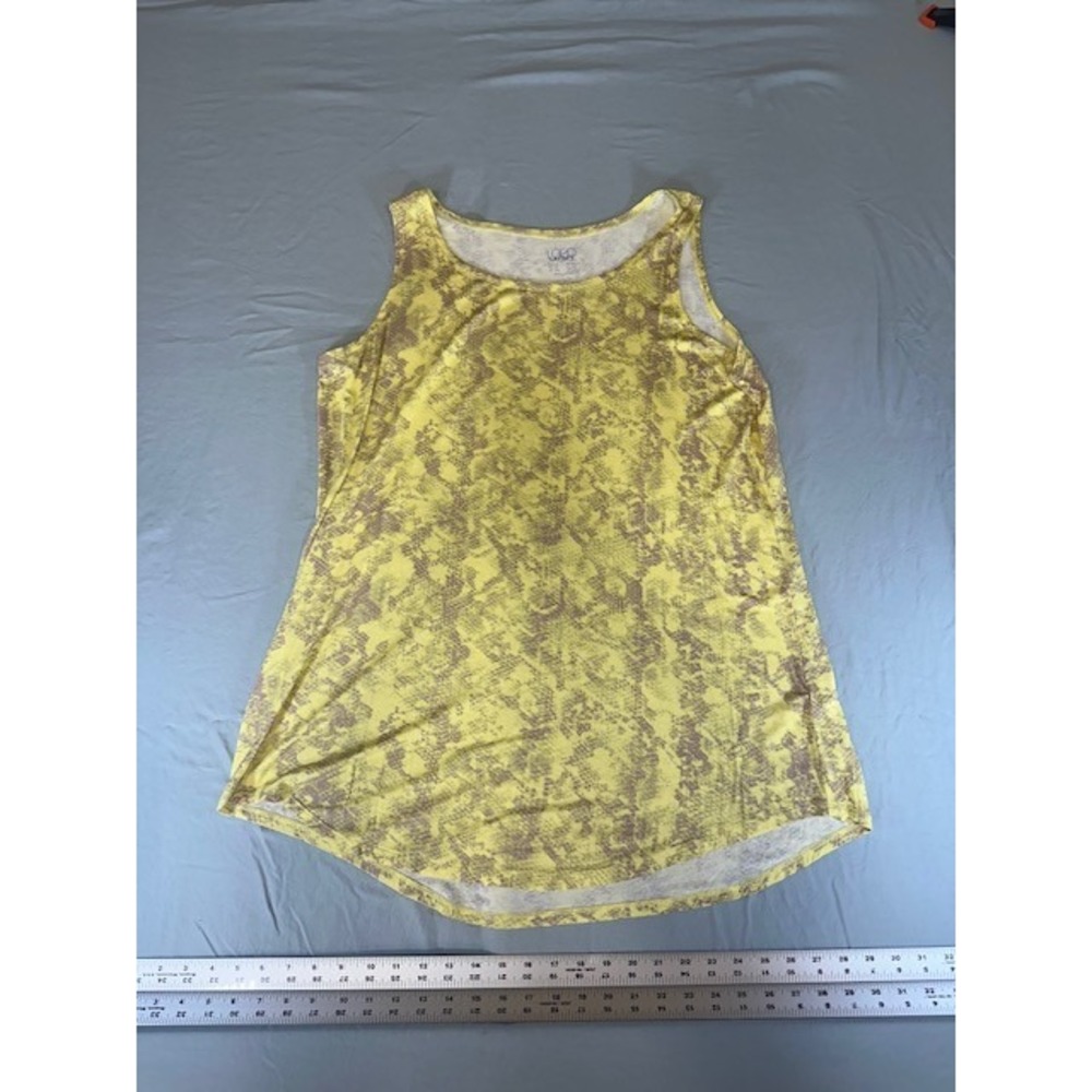 Logo by Lori Goldstein yellpw tan Abstract Print Casual‎ Blouse Plus 1X